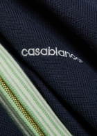 Casablanca Logo-embroidered Fine-knit Wool Track Jacket Navy