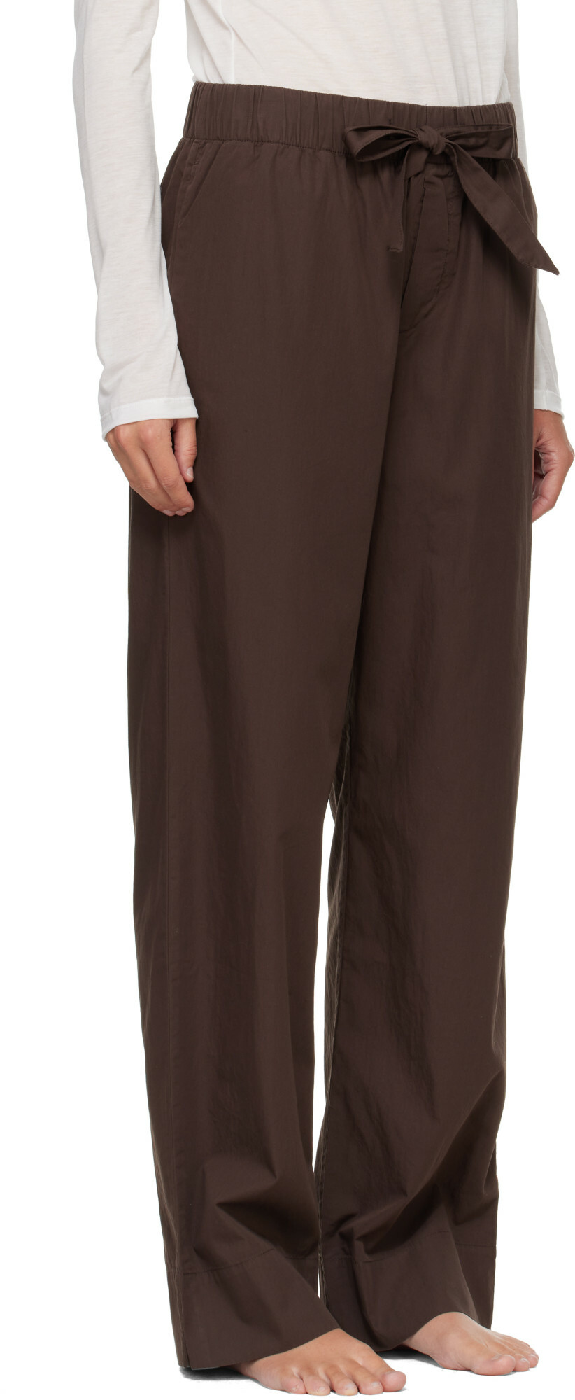 Tekla Brown Poplin Pyjama Pants