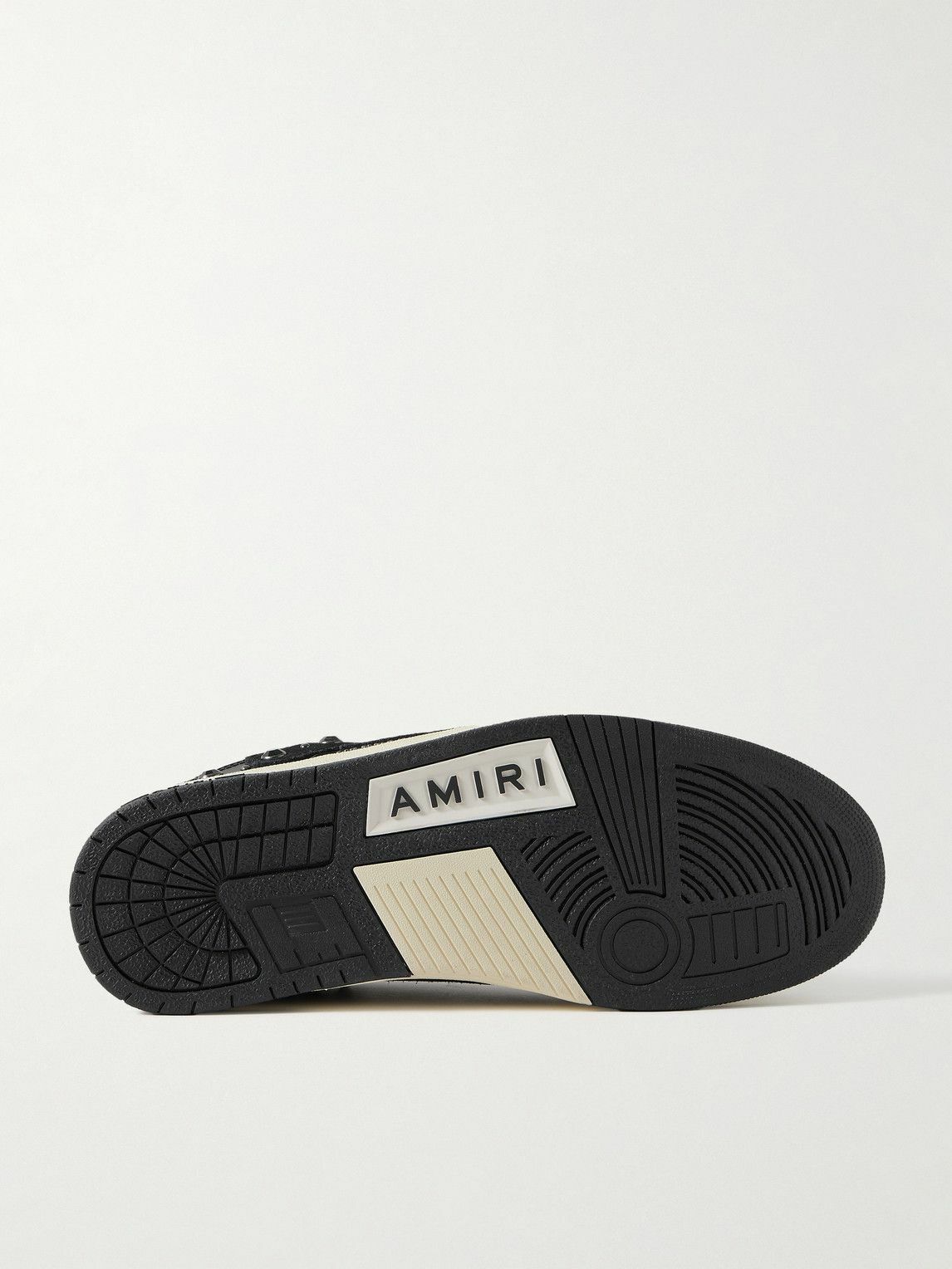 AMIRI - Skel-Top Embellished Appliquéd Leather and Suede Sneakers - Black