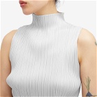 Pleats Please Issey Miyake Women's Basics Pleats Roll Neck Vest in Grey