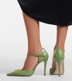 Valentino Garavani D'Orsay VLogo embellished leather pumps