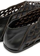 Gia Borghini Peek-a-boo Leather Ballerina Flats Black