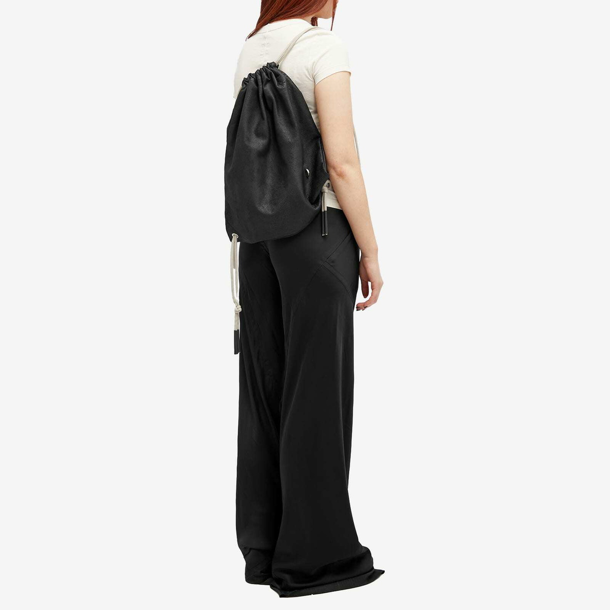 Rick Owens Women's Drawstring Backpack in Black Pearl 