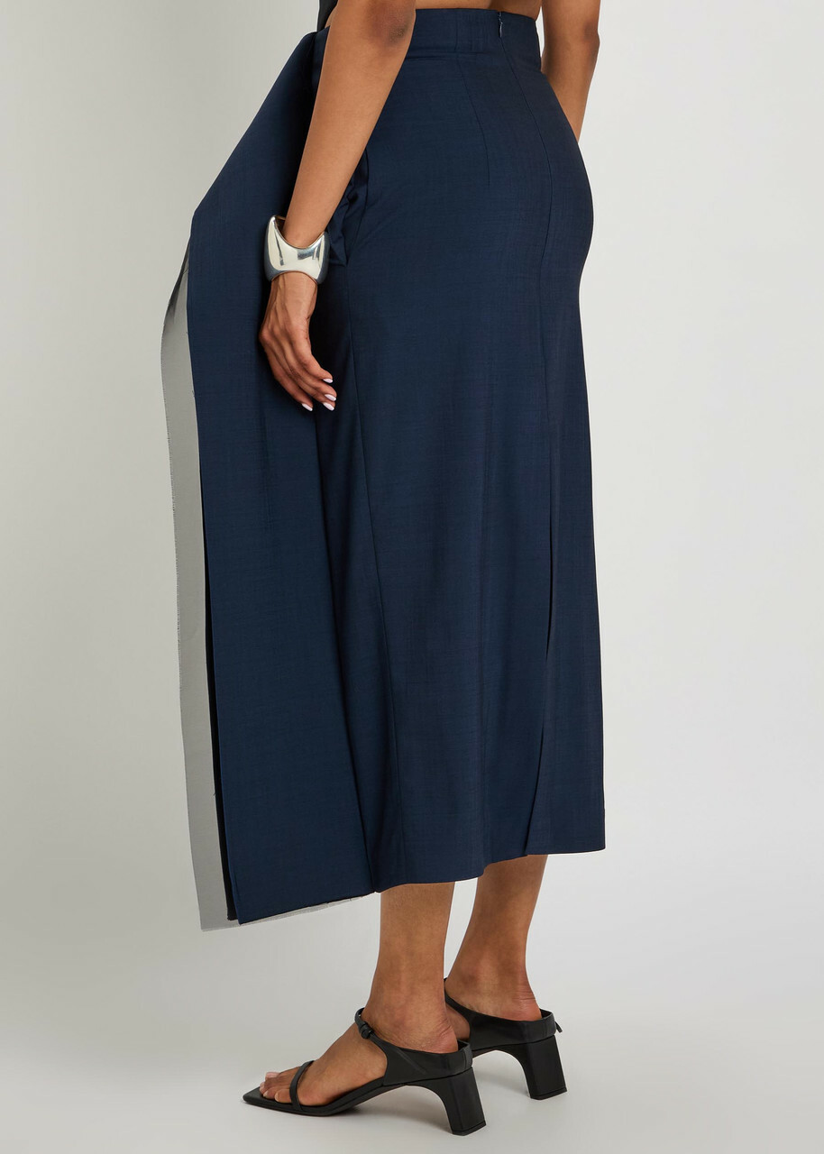 A.W.A.K.E Mode Panelled Stretch-wool Midi Skirt Navy
