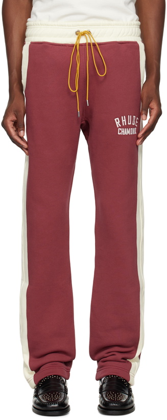 Photo: Rhude Off-White & Burgundy 'Rhude Chamonix' Sweatpants