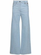 MSGM Silver-coated Denim Low Rise Wide Jeans