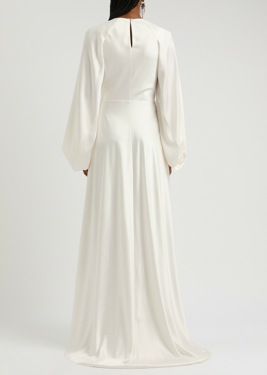 Roksanda Kami Cape-effect Silk-satin Gown Ivory