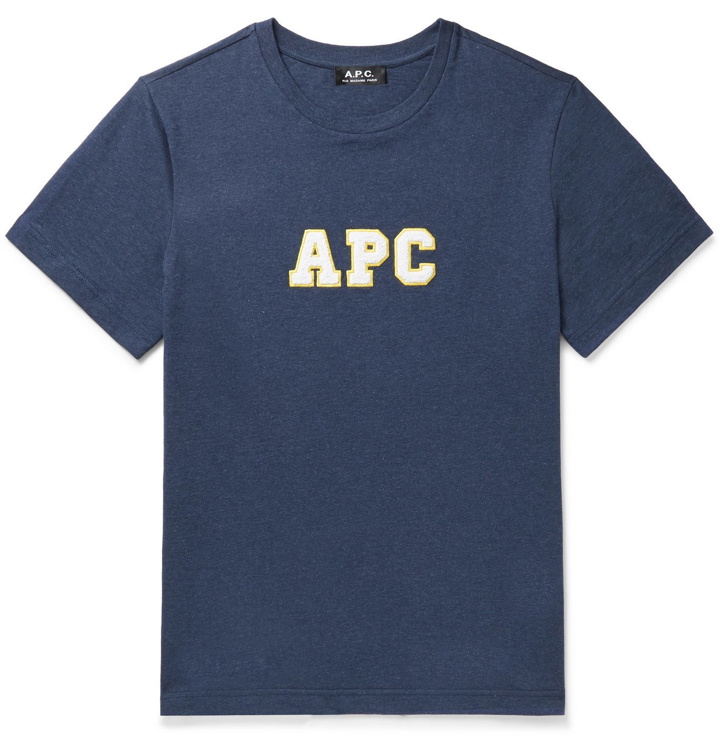 Photo: A.P.C. - Gael Logo-Appliquéd Cotton-Jersey T-Shirt - Blue