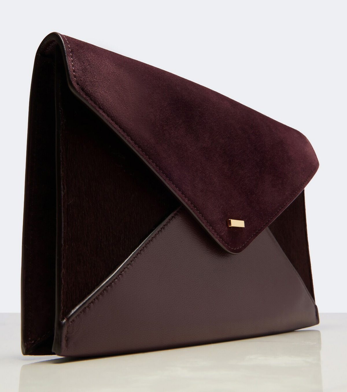 Khaite Grace leather-trimmed suede clutch