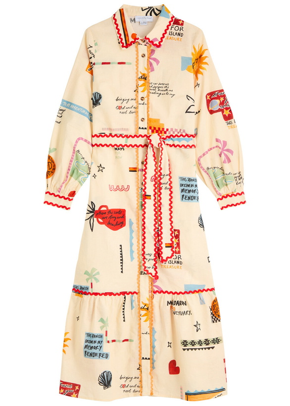 Photo: Never Fully Dressed Poema Cotton-blend Maxi Shirt Dress Cream