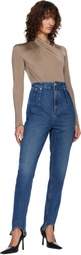 Mugler Blue Denim Cigarette Stirrup Jeans