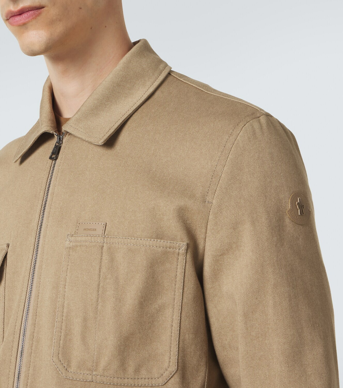 Moncler Leather-trimmed cotton jacket