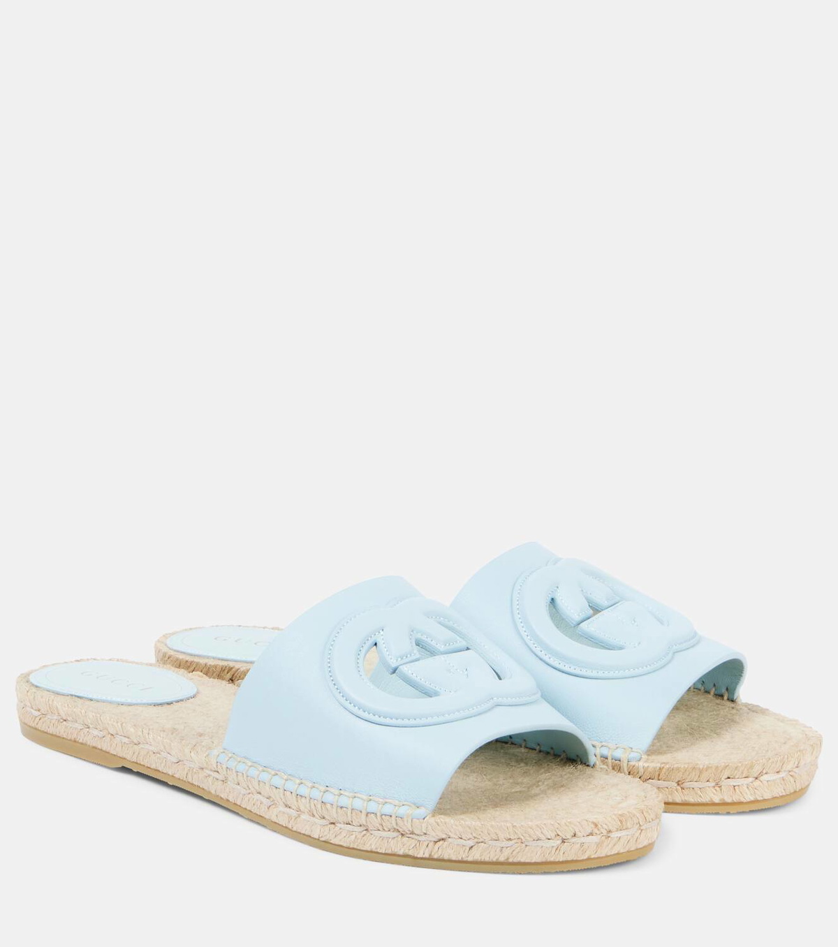 Gucci GG cutout leather espadrille slides