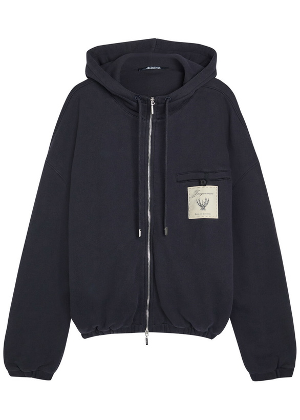 Photo: Jacquemus Le Hoodie Torneo Logo Hooded Cotton Sweatshirt Navy