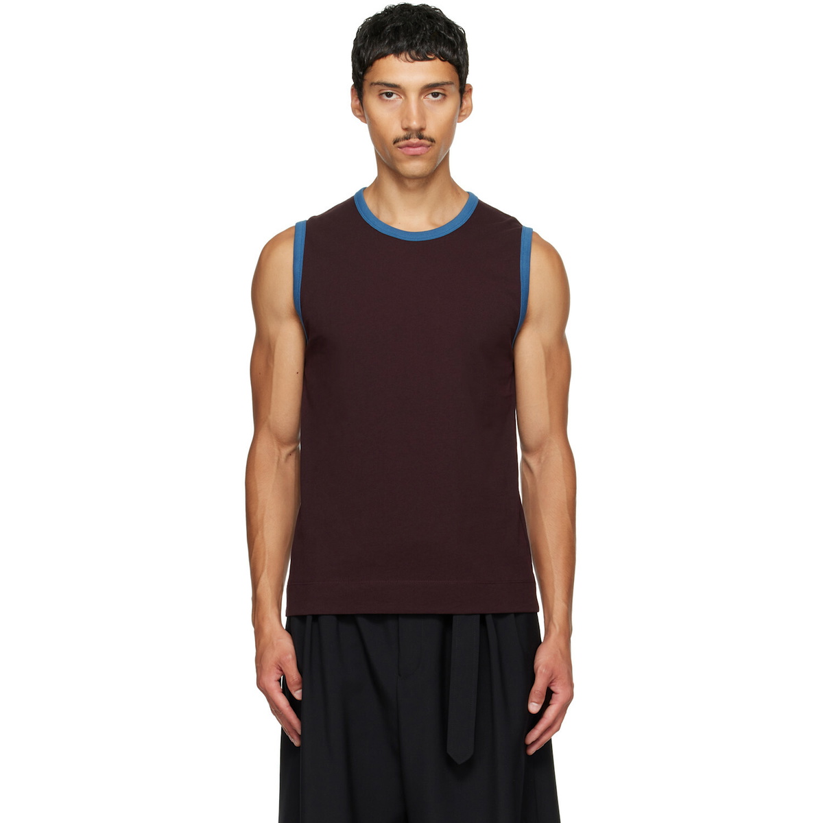 Dries Van Noten Brugundy Cotton Tank Top