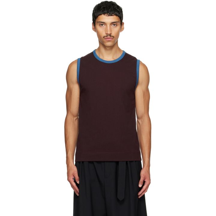 Photo: Dries Van Noten Brugundy Cotton Tank Top