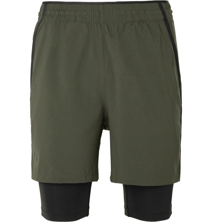 Photo: Under Armour - UA Qualifier 2-in-1 Shell and HeatGear Shorts - Green