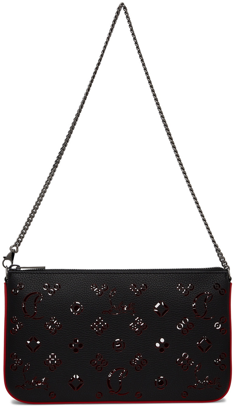 CHRISTIAN LOUBOUTIN Calfskin Large Loubila Chain Shoulder Bag Black 1250203