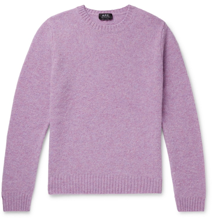 Photo: A.P.C. - Andre Mélange Brushed-Wool Sweater - Purple