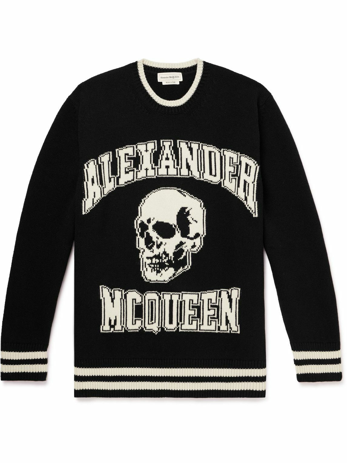 Alexander McQueen - Logo-Jacquard Wool and Cashmere-Blend Sweater ...