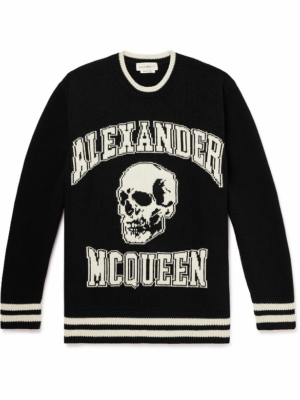 Photo: Alexander McQueen - Logo-Jacquard Wool and Cashmere-Blend Sweater - Black