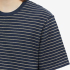 Folk Men's Textured Stripe T-Shirt in Navy Stripe