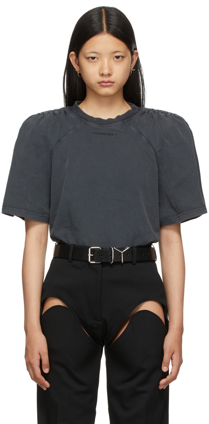 Y/Project Black Ruched Shoulder T-Shirt Y/Project