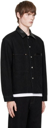 LEMAIRE Black Workwear Leather Collar Denim Jacket