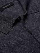 ERMENEGILDO ZEGNA - Mélange Cotton, Linen and Silk-Blend Polo Shirt - Blue