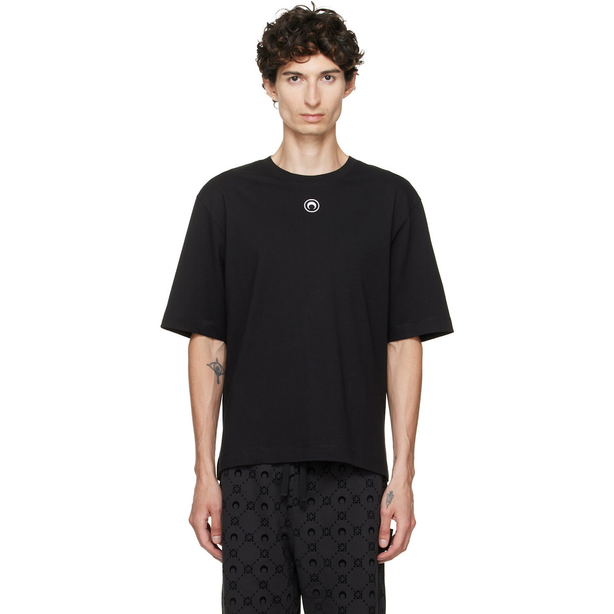 Marine Serre Black Moon Logo Jersey Loose Fit T-shirt
