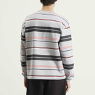 BEAMS Men's Multi Stripe Long Sleeve T-Shirt in Light Grey