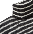 SAINT LAURENT - Striped Mohair-Blend Rollneck Sweater - Black