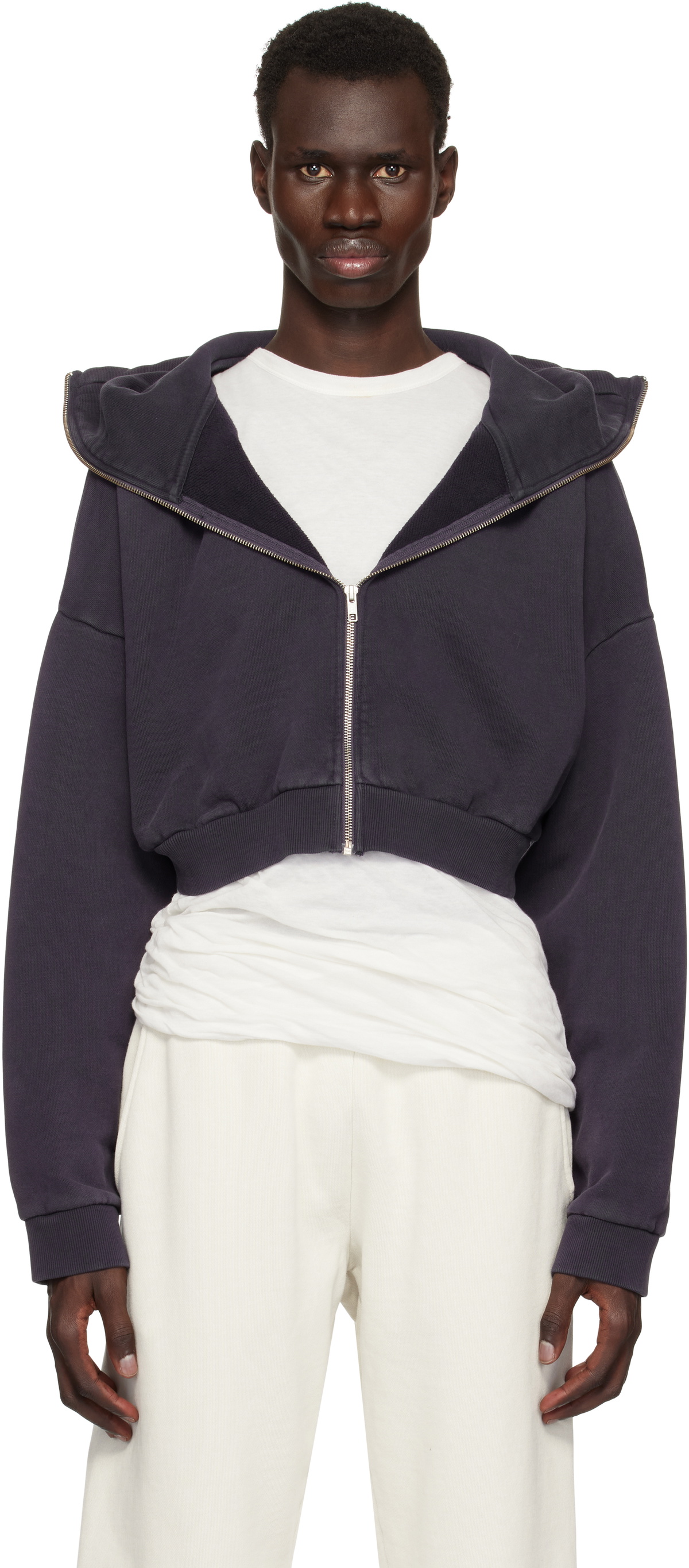 Entire Studios Purple Cropped Full Zip Hoodie Entire Studios