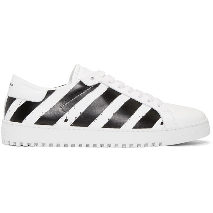 Photo: Off-White White and Black Diagonal Spray Sneakers