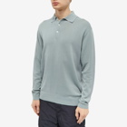 Beams Plus Men's 12g Knitted Polo Shirt in Ice Blue