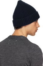 Maison Margiela Navy Ribbed Beanie