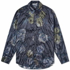 Acne Studios Men's Setar Crinkled Flower Print Shirt in Navy