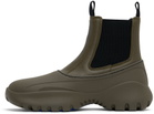 Burberry Khaki Leather Scoot Chelsea Boots