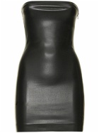 THE ANDAMANE Gisele Strapless Faux Leather Mini Dress