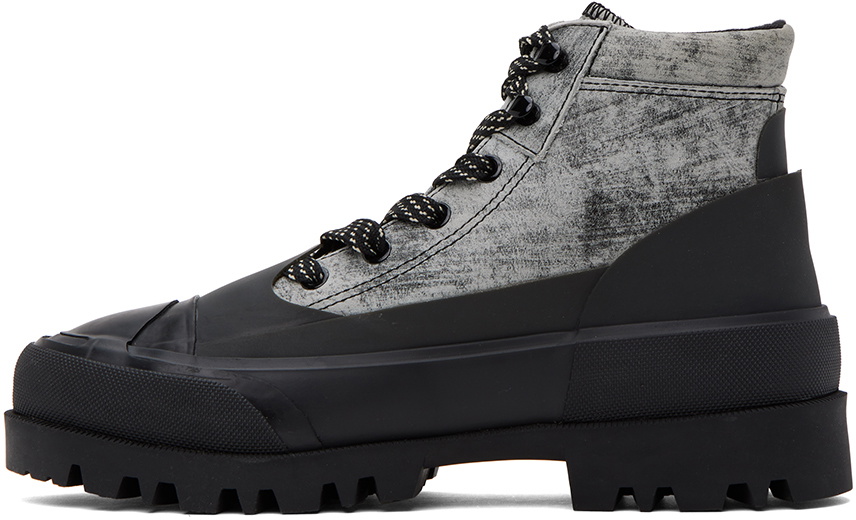 Diesel Gray & Black D-Hiko Bt X Boots Diesel
