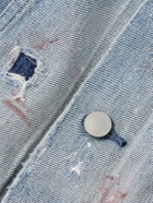 John Elliott - Thumper Type III Distressed Paint-Splattered Selvedge Denim Trucker Jacket - Blue