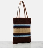 Miu Miu Striped raffia-effect shopper