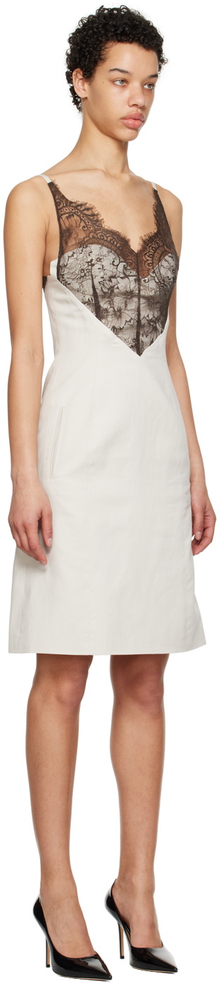 BONBOM Off-White & Black Paneled Midi Dress