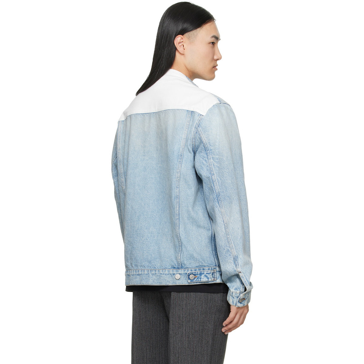 MM6 Maison Margiela Blue Poplin Trim Denim Jacket