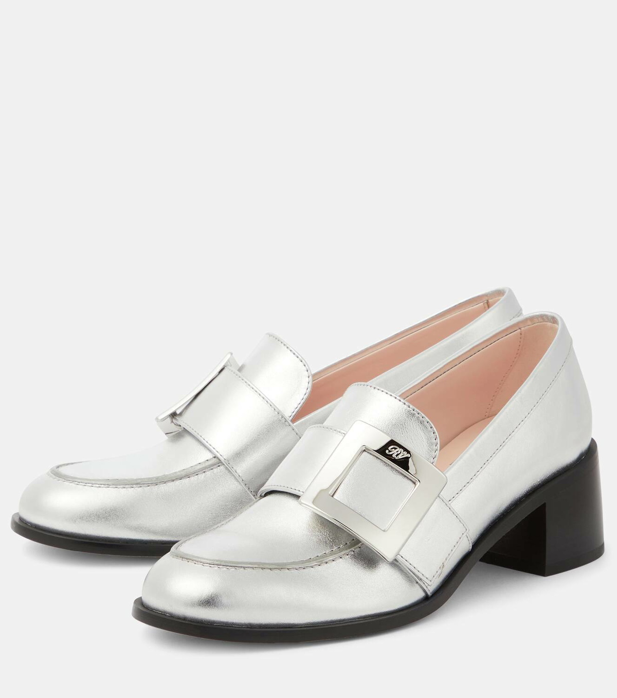 Roger Vivier Viv' Rangers embellished metallic leather loafers Roger Vivier