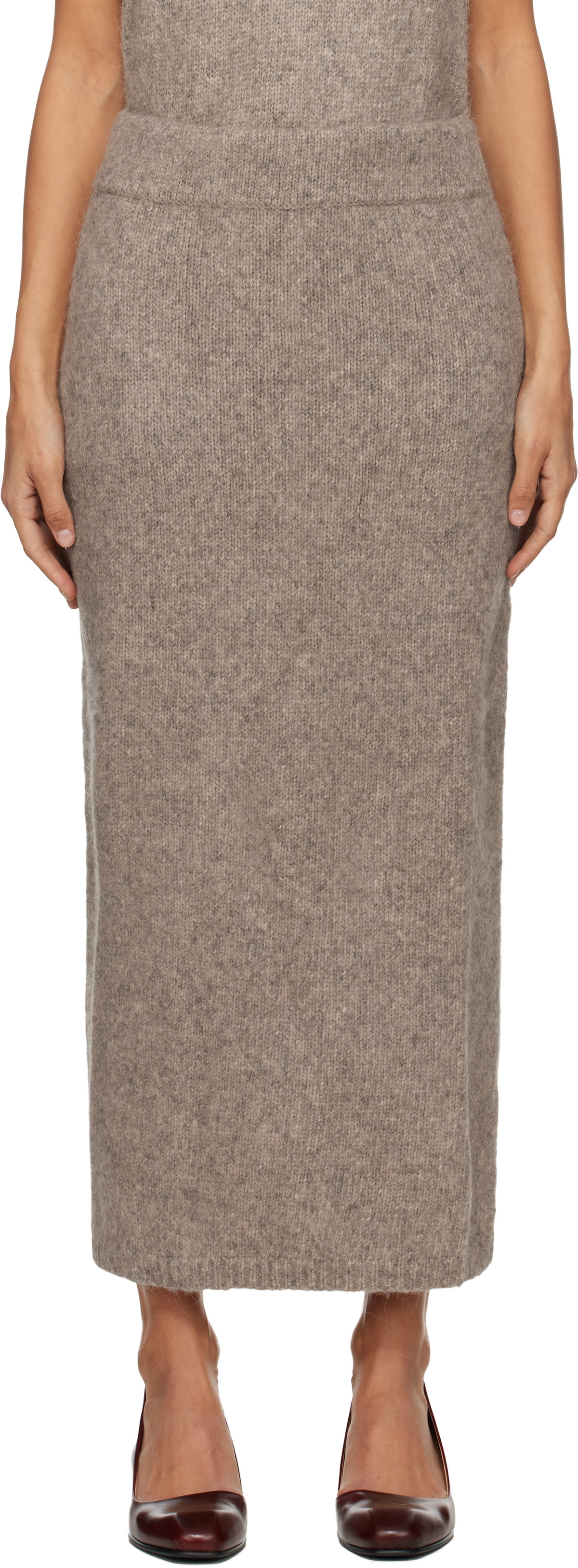 Lauren Manoogian Taupe Loft Pencil Midi Skirt