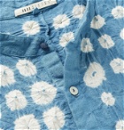 11.11/eleven eleven - Macca Grandad-Collar Indigo- and Tie-Dyed Textured-Cotton Shirt - Blue