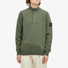 Stone Island Men's Lambswool Quarter Button Knit in Musk