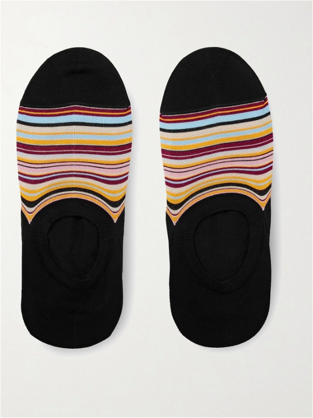 Photo: PAUL SMITH - Striped Cotton-Blend No-Show Socks - Black