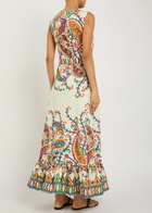Etro Patterned Belted Cotton Maxi Dress Multicoloured 1